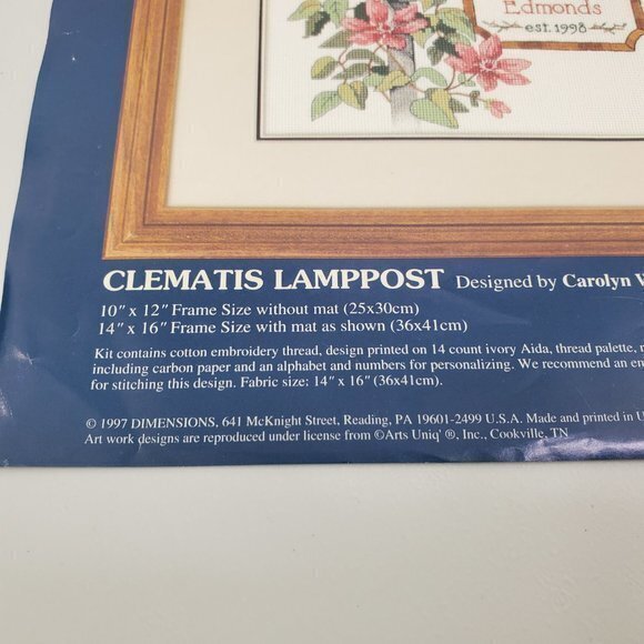 Sunset Cross Stitch‎ Pattern Clematis Lamppost 1393 - Picture 2 of 6